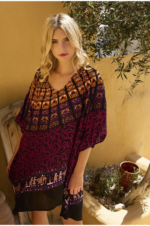 PONCHO SHORT MANDALA PRIMITIF IND/SIA